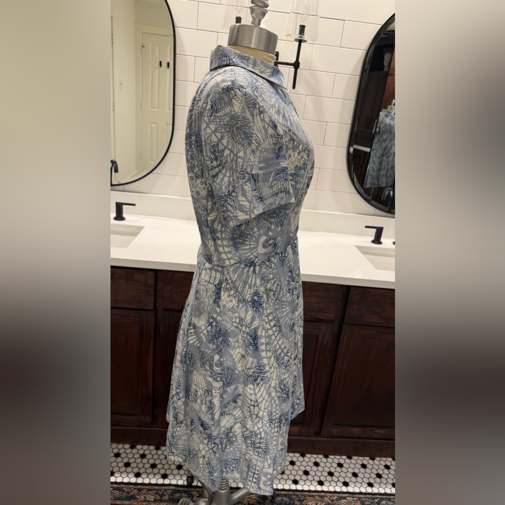 Tory Burch Short-Sleeve Textured Jacquard Shirtdress - Sz 12 (Fits like 8-10) - Picture 7 of 15